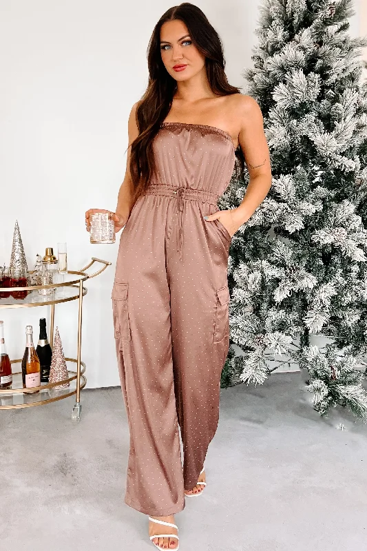  You'Ll Love Us BecauseDOORBUSTER Glittering Goddess Rhinestone Embellished Jumpsuit (Mocha)