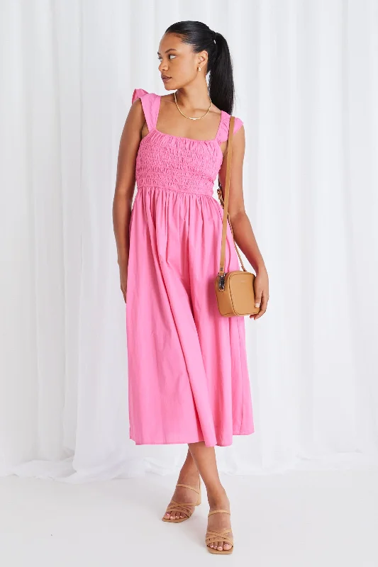  Stupidly Low PricesBonbon Pink Flutter Sleeve Midi Dress