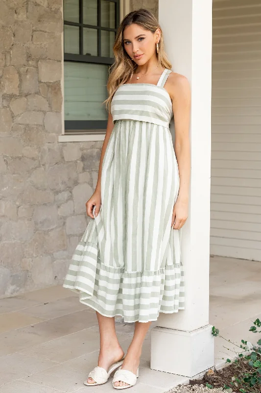  Affordable Women's OutfitSoren Tie Back Dress | Sage Stripe