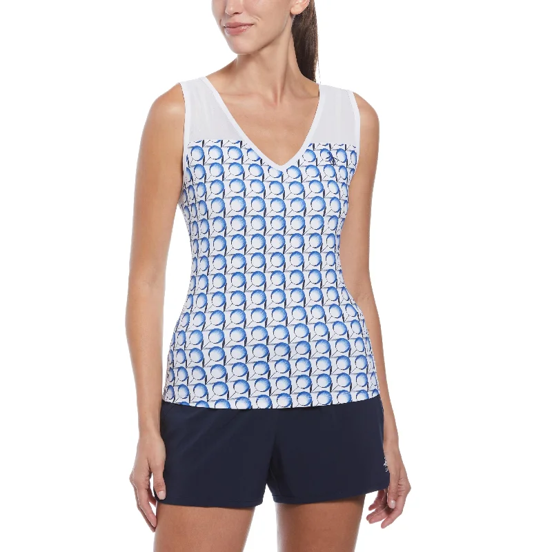  Women's Holiday AttireWomen's Tennis Print V-Neck Tank Top