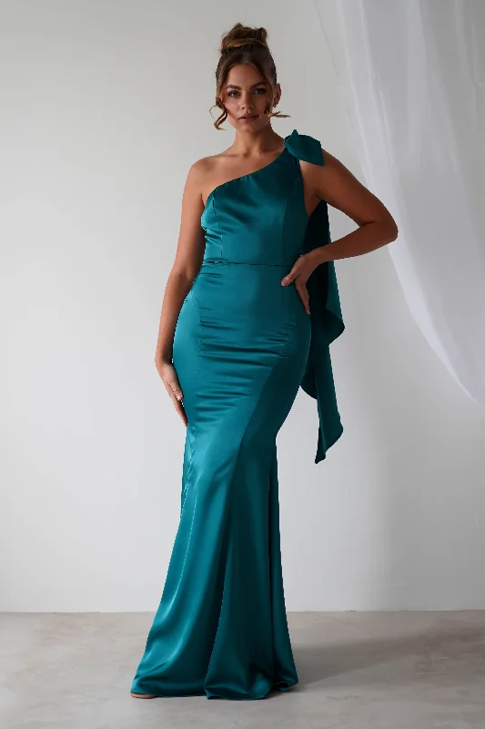  Women's Evening AttireZoe One Shoulder Gown | Teal Green