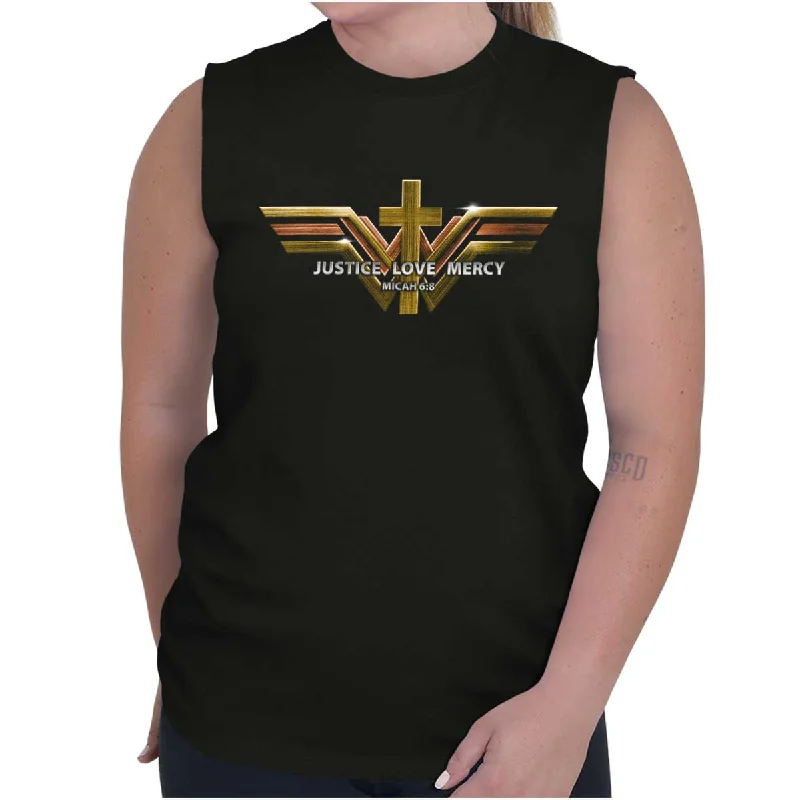  Women's Resort GarmentsJustice Love Mercy Sleeveless T-Shirt