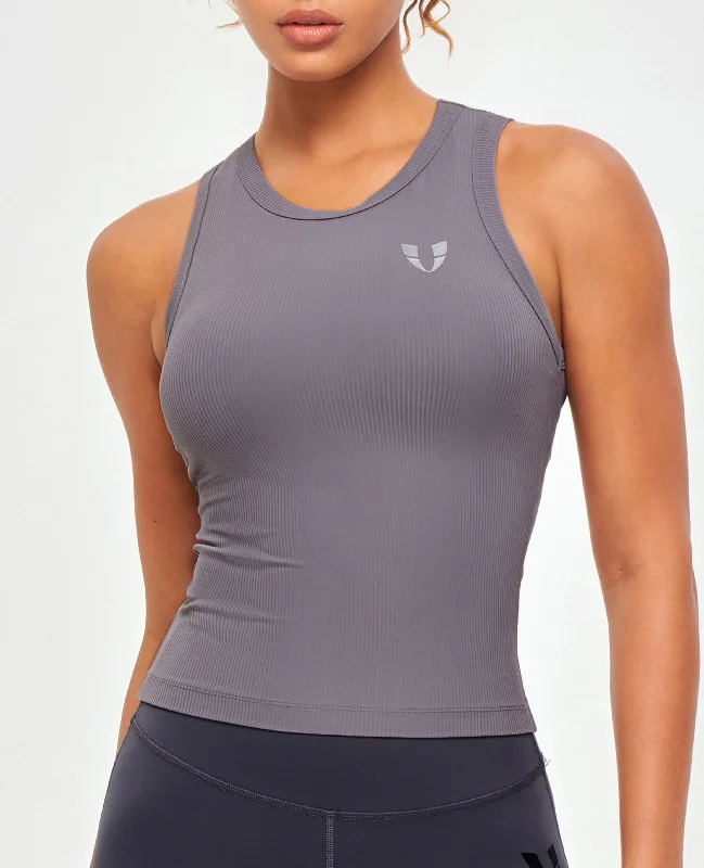  Timeless Women's OutfitRibbed Workout Tank - Gray Purple