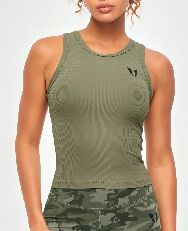  Women's Holiday AttireRibbed Workout Tank - Olive Green