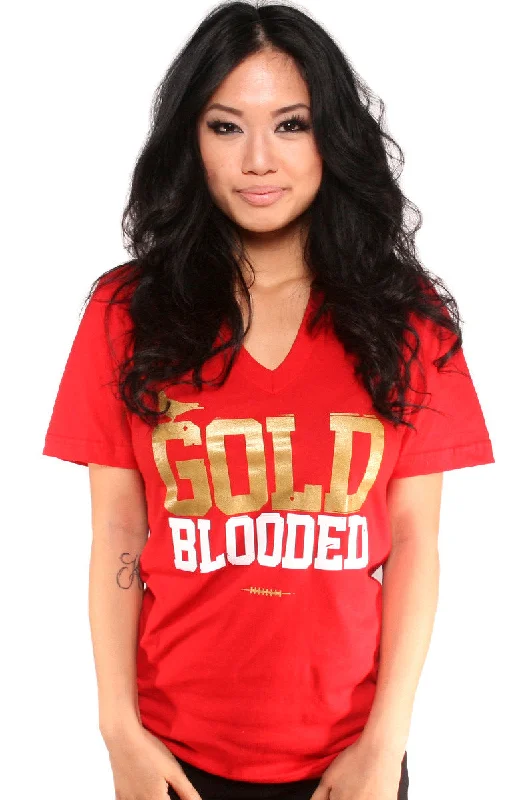  Chic And TrendyGold Blooded (Women's Red V-Neck)