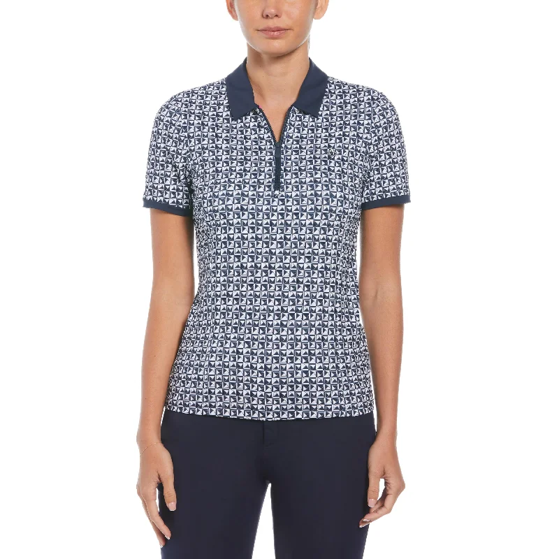  Women's Elegant ApparelWomen's Geometric Golf Polo with Mesh Inserts