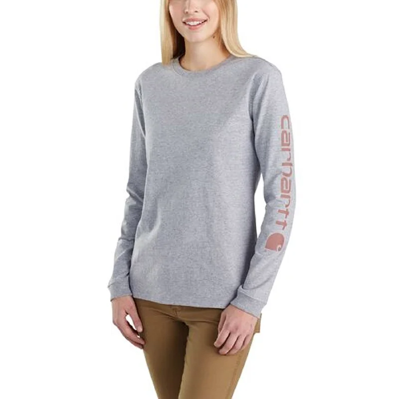  Sustainable Fashion Clothing For WomenCarhartt Women's Heavyweight Long Sleeve Logo T-Shirt_Heather Grey