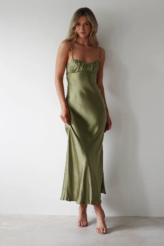  Best SellersGrace Soft Satin Maxi Dress | Olive