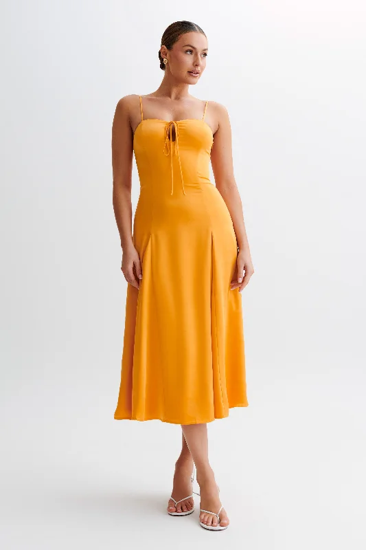  Unbeatable DealsLuciana Satin Midi Dress - Tangerine