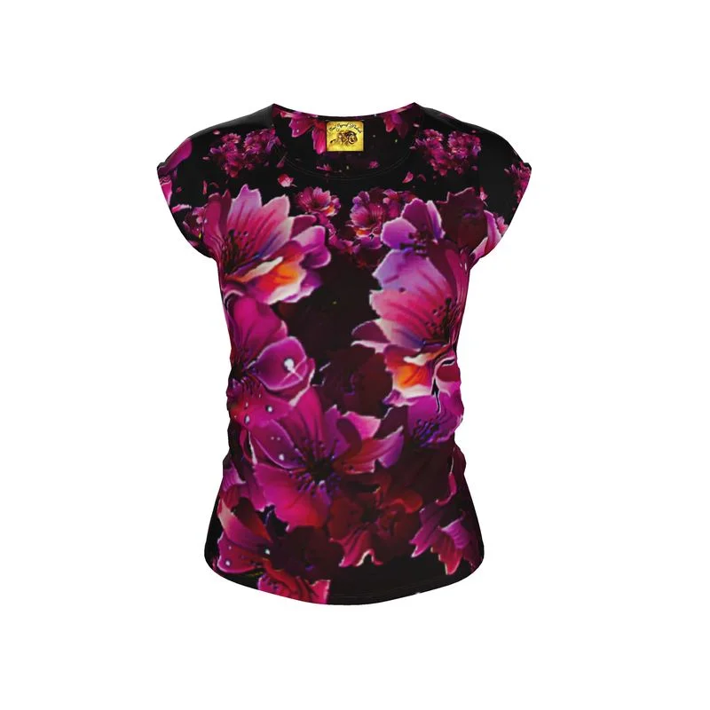  Affordable Women's OutfitTRP Floral Print 02 Ladies Designer Loose Fit Scoop Neck Cap Sleeve T-shirt