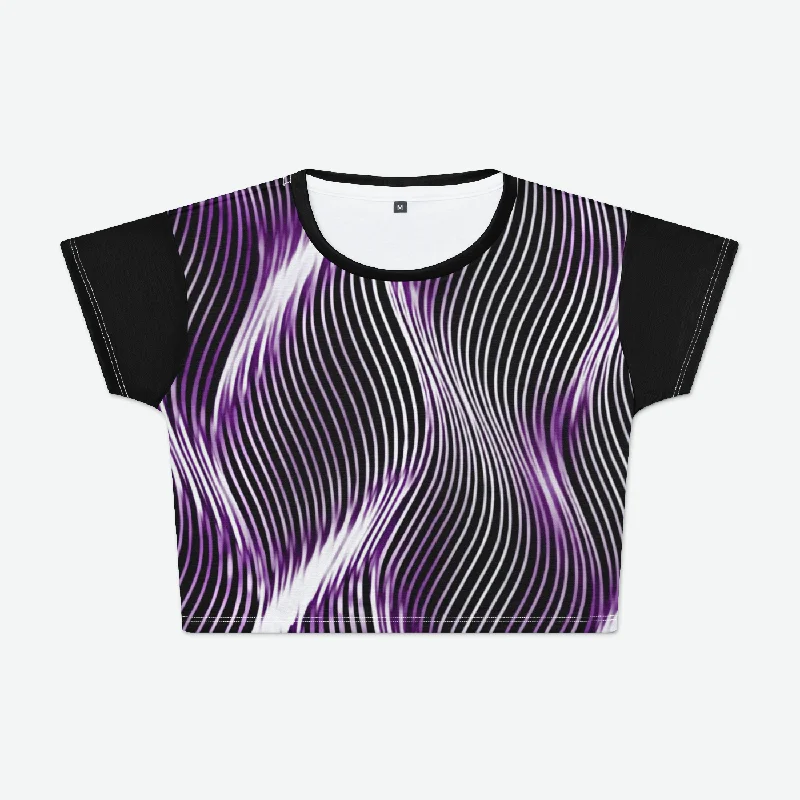  Women's Formal Event AttireTRP Twisted Patterns 04: Weaved Metal Waves 01-01 Designer Cropped T-shirt