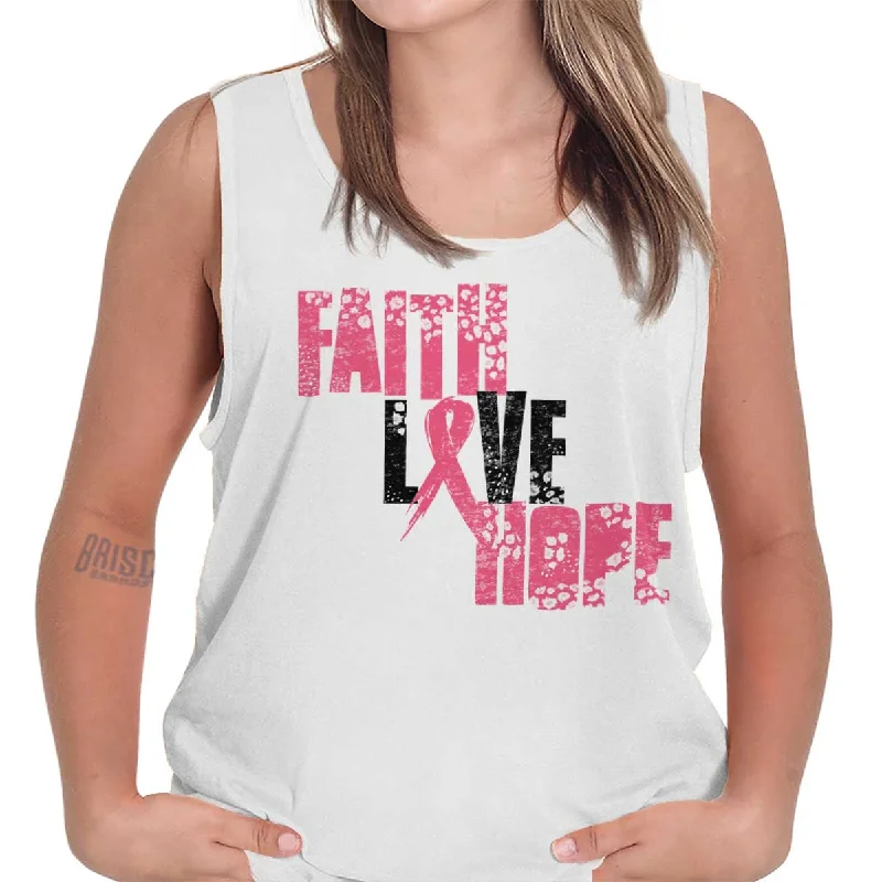  Women's Chic Outerwear AttirePink Faith Love Hope Tank Top