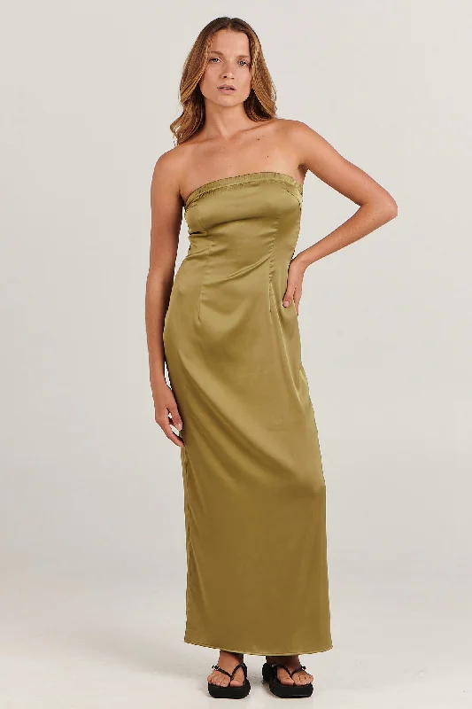  Chic Trend CollectionSinead Khaki Strapless Midi Dress