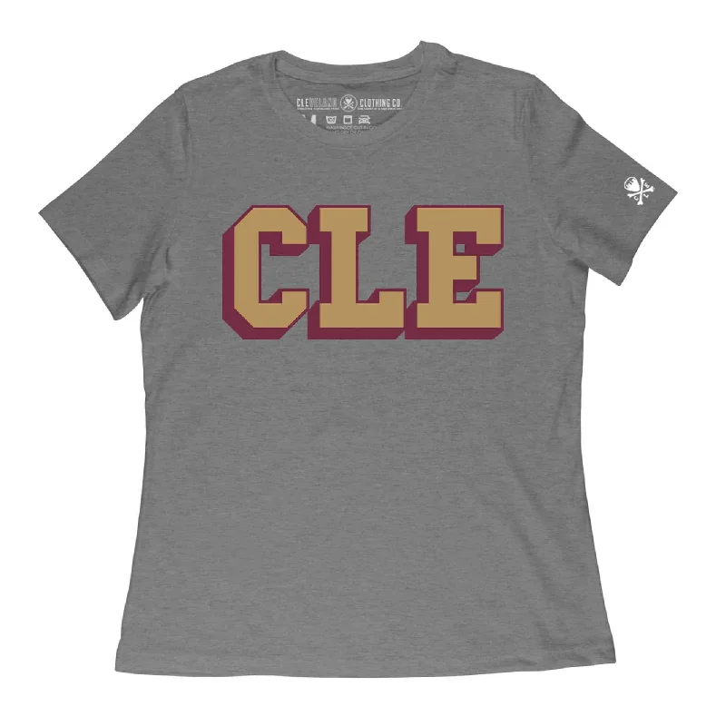  Women's Vacation ClothesCLE College - Wine/Gold - Womens Crew T-Shirt