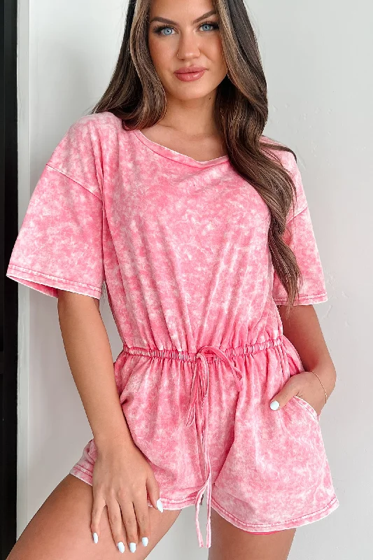  Trendy ThreadsHappy To Be Home Mineral Wash Romper (Pink)