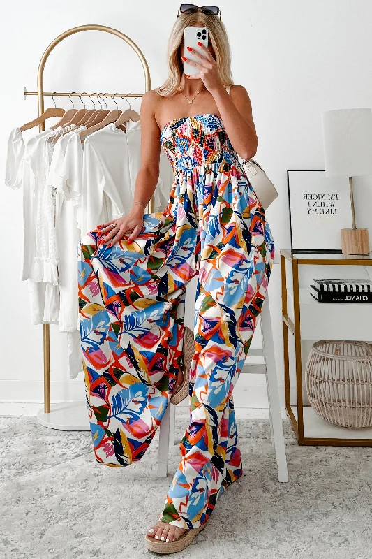  Summer DealsLovely In Lanai Strapless Floral Jumpsuit (Multi)