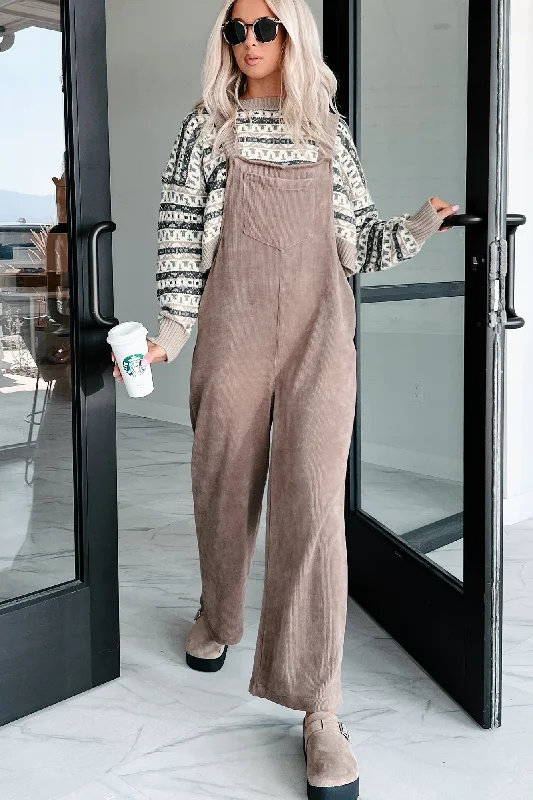  Sustainable Fashion ExtravaganzaPlayful Impression Soft Corduroy Overall Jumpsuit (Mocha)