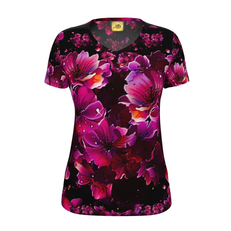  Women's Professional OutfitTRP Floral Print 02 Ladies Designer V-neck Jersey T-shirt