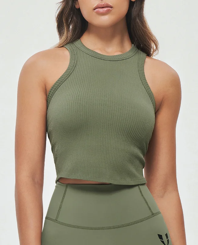  Stay Ahead In StylePadded Workout Tank - Olive Green