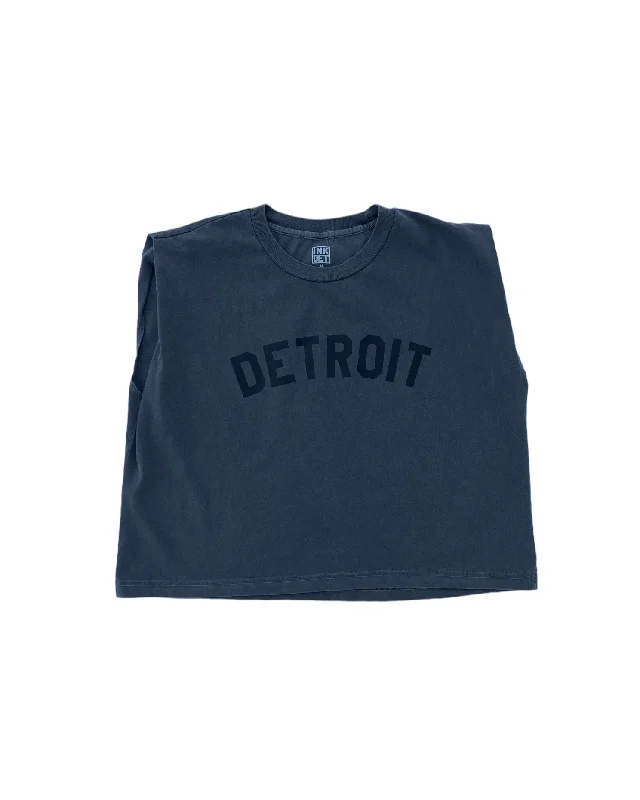  Dive Into Trendy StylesInk Detroit - Basic Detroit Women's Heavyweight Muscle T-Shirt - Black on Black