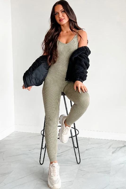  Limited Time Special OfferDOORBUSTER Better Things Are Coming Ribbed Cami Jumpsuit (Olive)