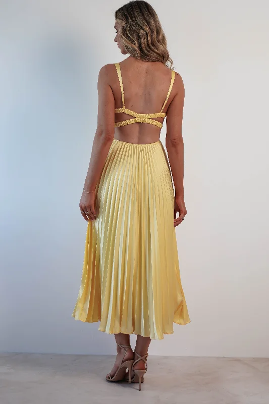  Limited Time Special OfferCheri Pleated Midaxi Dress | Yellow