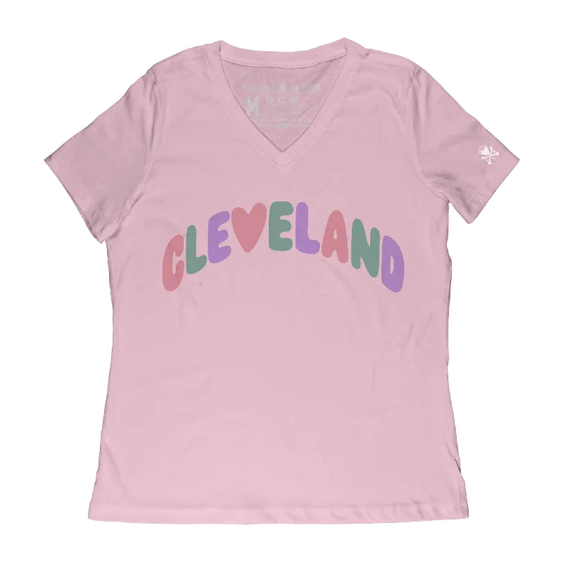  Women's Plus-Size ApparelCleveland Heart Arch - Womens Relaxed Fit V-Neck T-Shirt