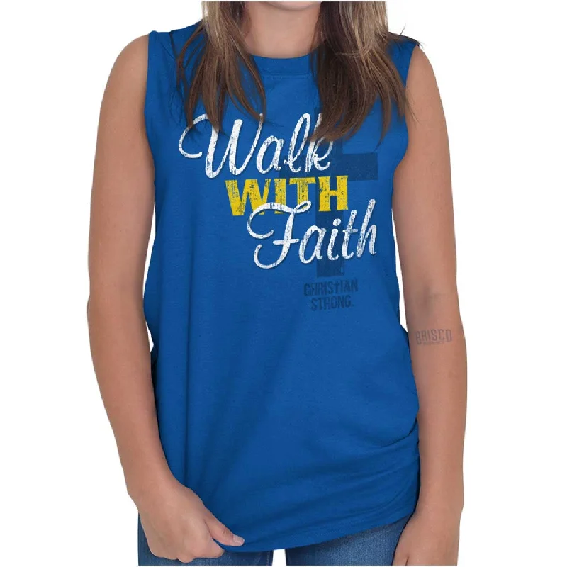  Women's Workout GarmentsWalk With Faith Sleeveless T-Shirt