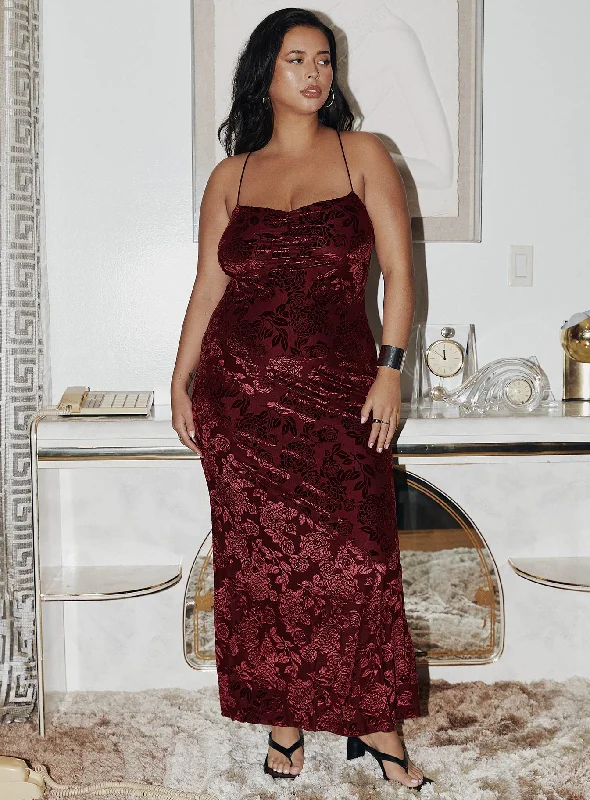  Unleash Your Trendy SideZotta Maxi Dress Burgundy Curve