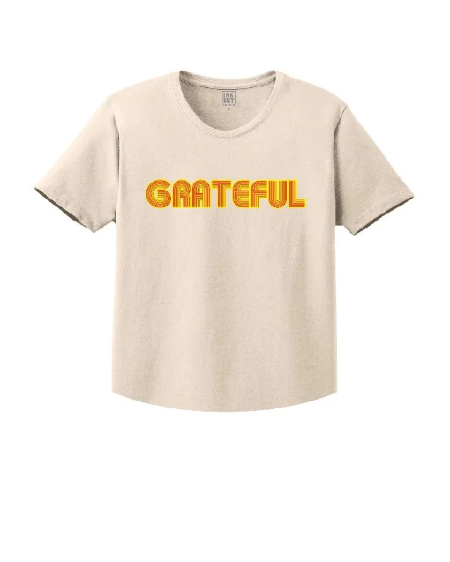  Women's Seasonal AttireINK "Grateful" Kinda Cropped T-Shirt - Natural