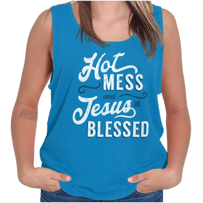  Women's Romantic OutfitHot Mess Blessed Tank Top