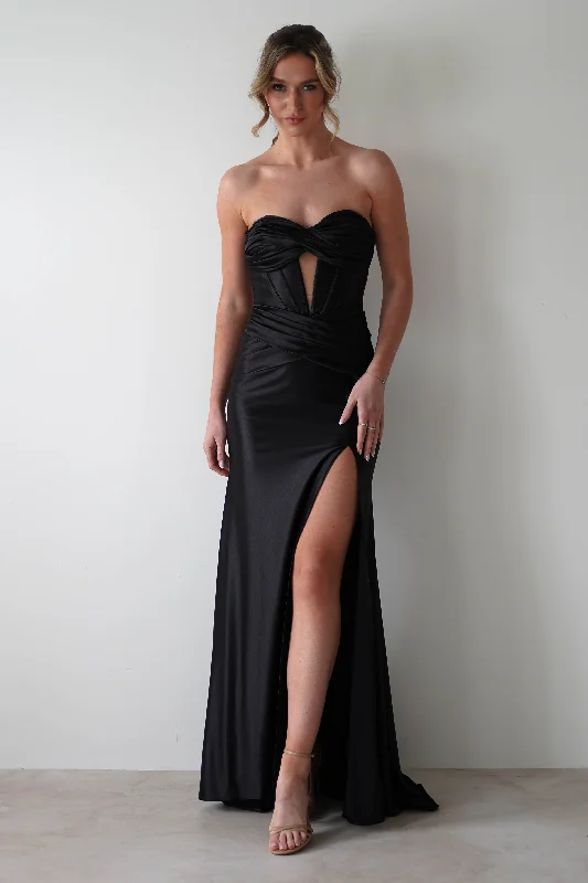  New Styles Just InKarra Bodycon Strapless Gown | Black