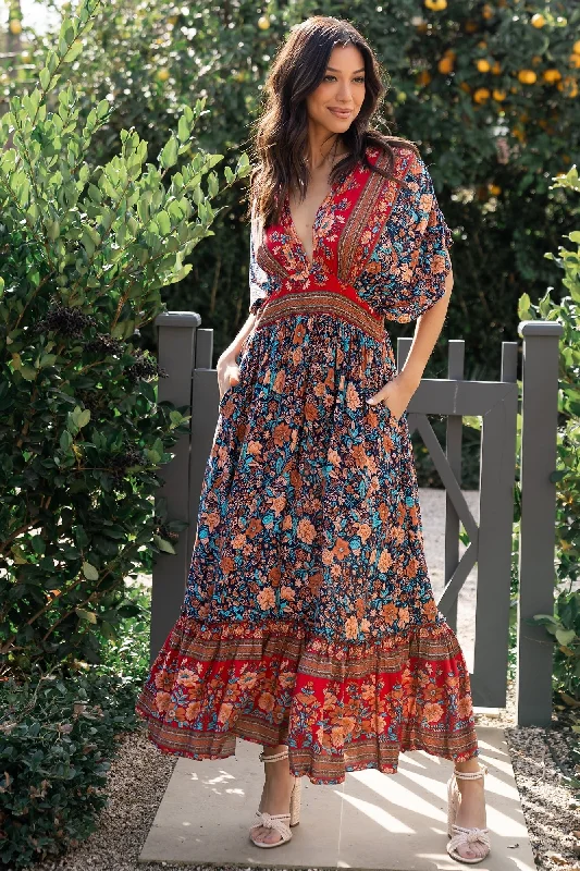  Bid Farewell To The Old SeasonLeeanne Midi Dress | Navy Multi Floral