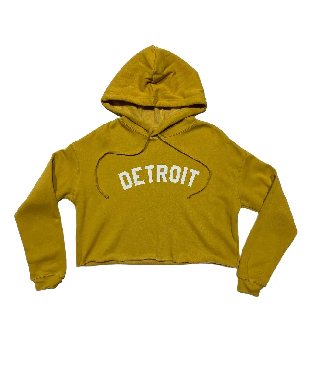  Women's Trendy OutfitInk Detroit Fleece Crop Hoodie - Mustard