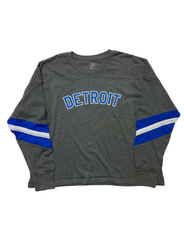  Fashion FrontiersInk Detroit - Honolulu Blue & Silver Print Ladies Boxy Varsity Long sleeve