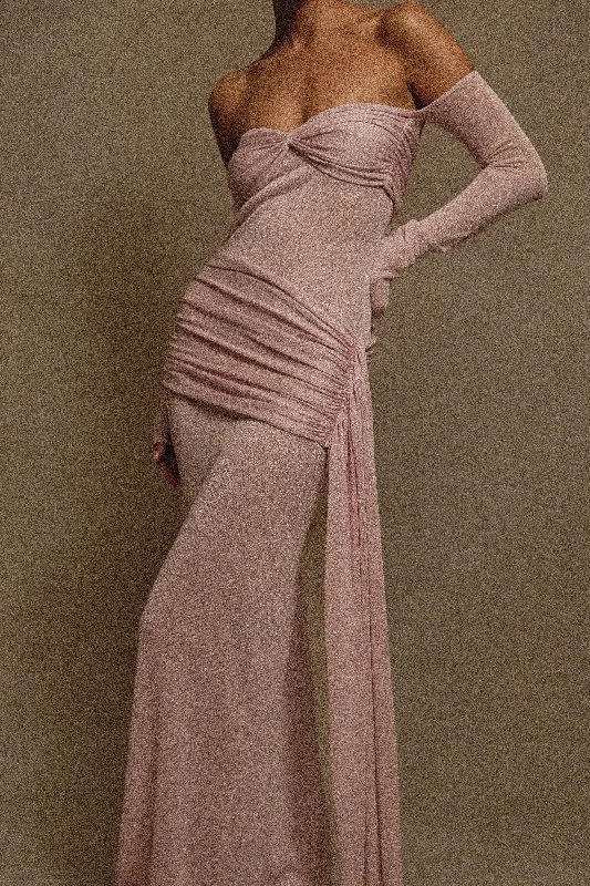  Essentials On SaleIngrid Metallic Knit Maxi Dress - Baby Pink