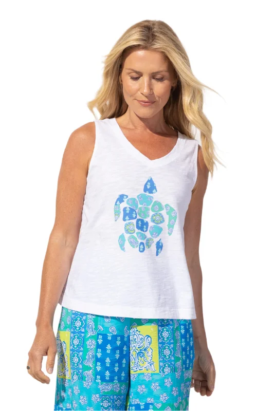  Casual Apparel For WomenPeruvian Cotton Patchwork Turtle Tank - 41414