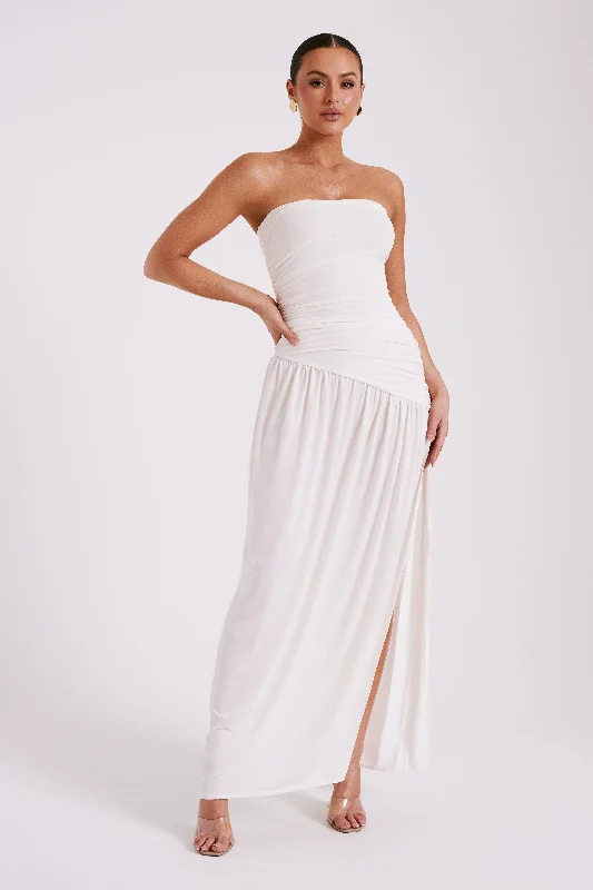  Special Offer For YouBex Strapless Slinky Maxi Dress With Split - Ivory