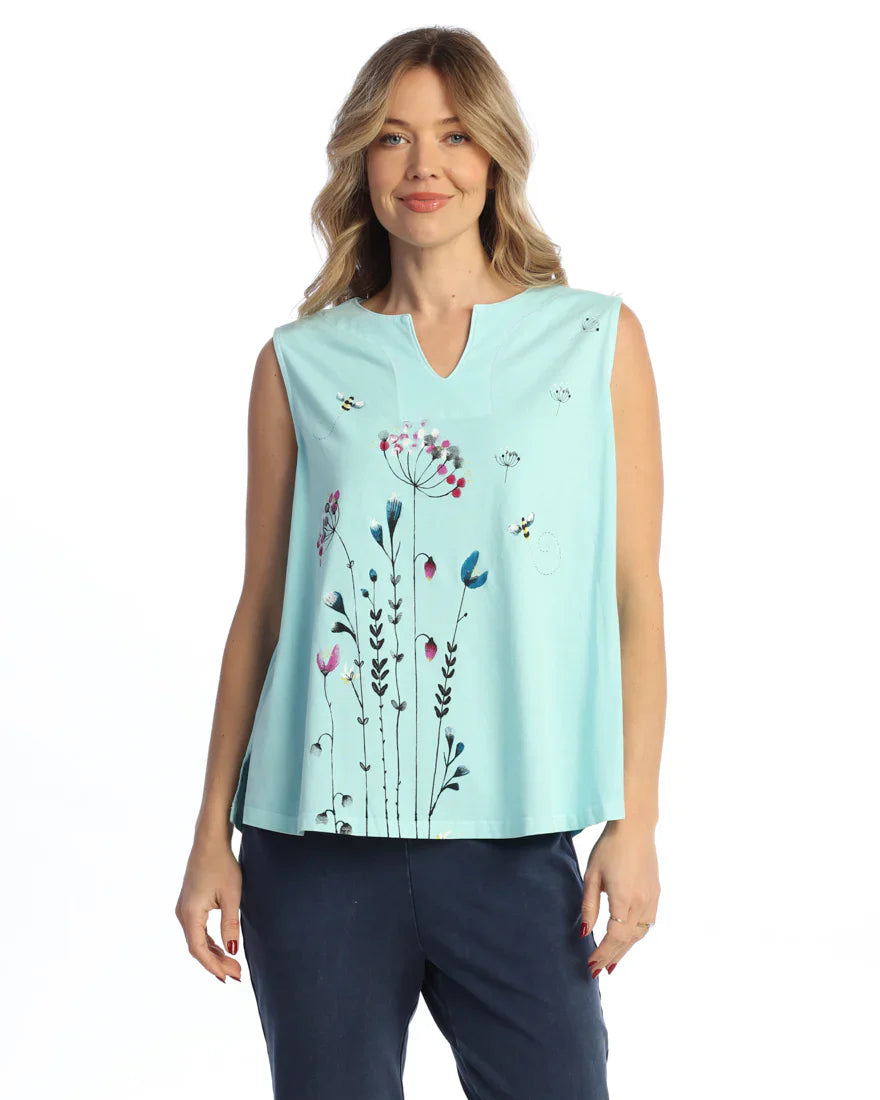  Women's Plus-Size ClothesWeekend by Jess & Jane "Busy Bees" Sleeveless Cotton Jersey Top - WK7-1457