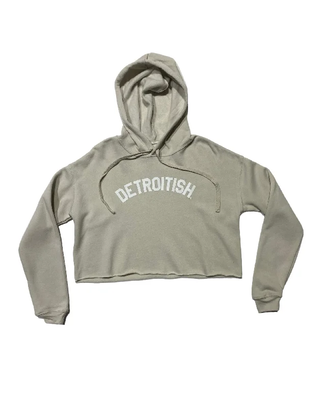  Women's Professional OutfitInk Detroit Detroitish Fleece Crop Hoodie - Heather Dust