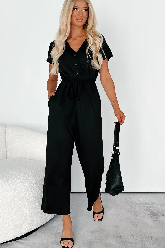  Women's Layered OutfitNo Dilemma Short Sleeve Jumpsuit (Black)