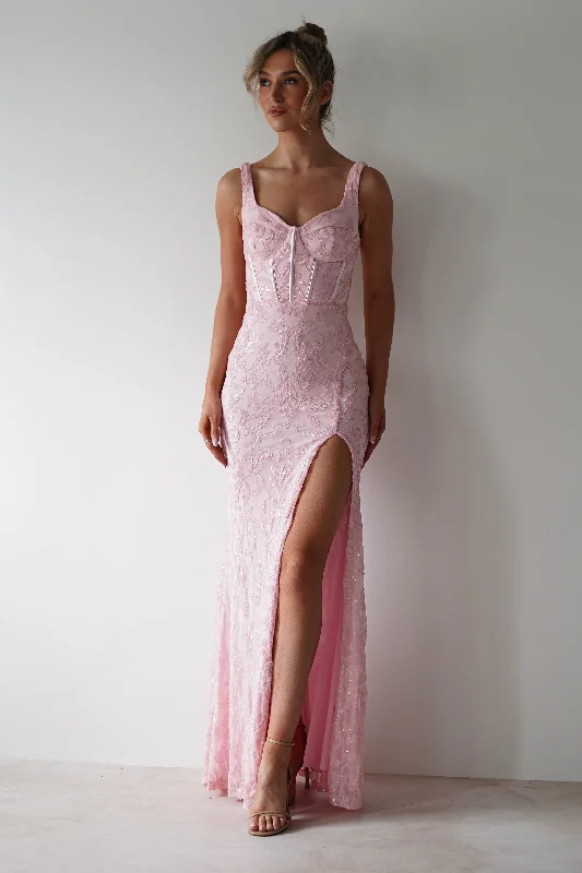  Browse Our Top ProductsAria Floral Sequin Embellished Gown | Pink