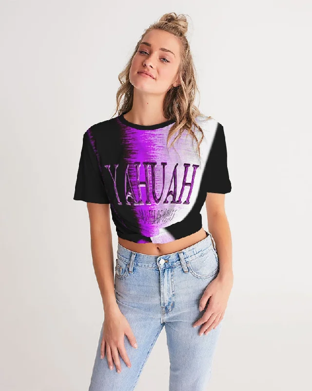  Women's Casual GarmentsYahuah-Master of Hosts 01-02 Designer Twist Front Cropped T-shirt