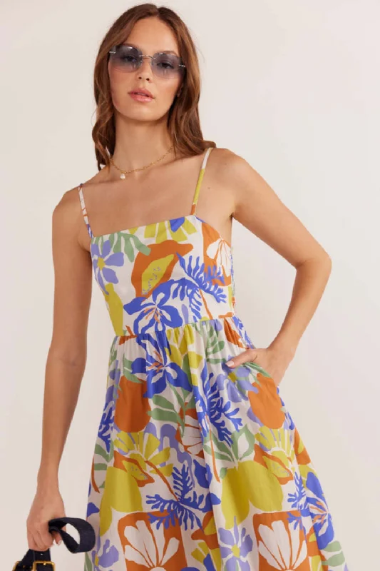  Crazy Price SlashingDahlia Tropical Empire Poplin Midi Dress