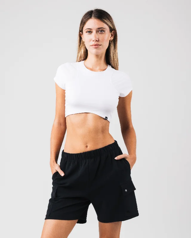  Women's Athleisure ApparelAngled Crop Tee - White