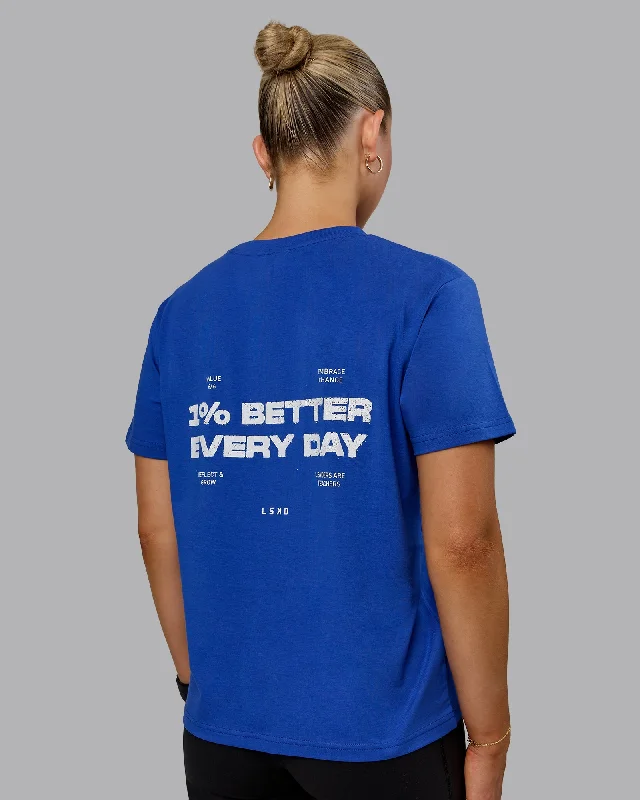  Chic Women's Attire1% Better Value Series FLXCotton Tee - Power Cobalt-White