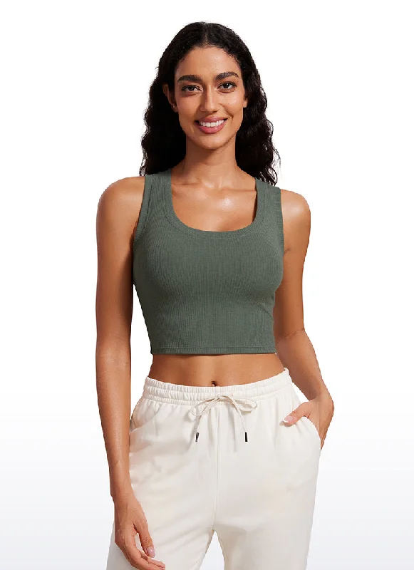  Unleash Your Trend Driven StyleRibbed Cropped Length Scoop Neck Tank