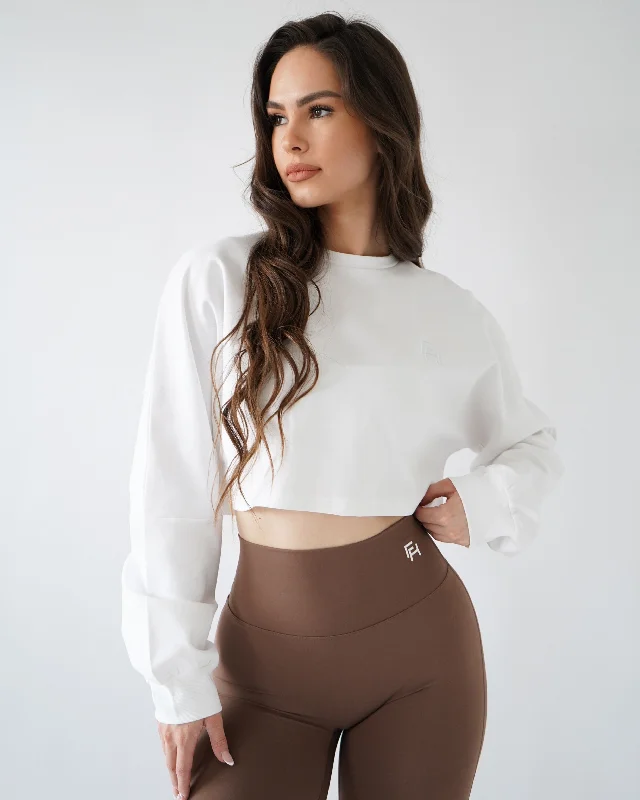  Style Without LimitsRelaxed Crop Long Sleeve - White