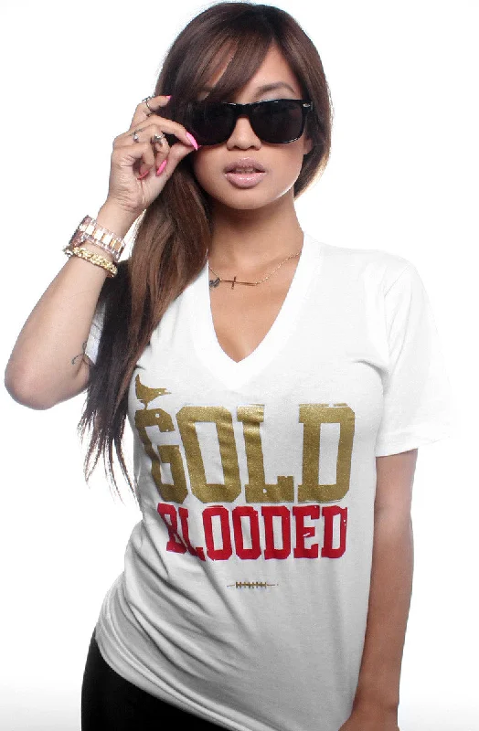  Forward TrendsetterGold Blooded (Women's White/Red V-Neck)