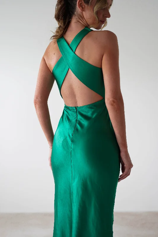  Limited Time OffersStefanie Soft Satin Maxi Dress | Emerald Green